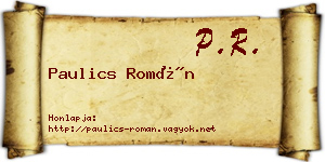 Paulics Román névjegykártya
